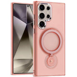 For Samsung s25 Ultra Hoop Kickstand [Magnetic Circle] HD Transparent Chrome Hybrid - Pink