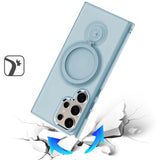 For Samsung s25 Ultra Hoop Kickstand [Magnetic Circle] HD Transparent Chrome Hybrid - Sky Blue
