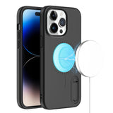 For iPhone 14 6.1" Shockproof Hybrid [Magnetic Circle] with Stand - Black