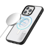 For Apple iPhone 14 6.1" MagSafe Compatible Circle Design Hybrid with Stand Case Cover - Clear/Black