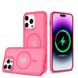 For Apple iPhone 14 PRO MAX 6.7" MAGSAFE Compatible Glossy Oil Premium Hybrid Case Cover - Hot Pink