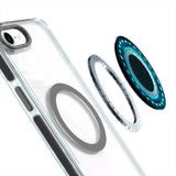 For iPhone SE4 Matching Color Frame Strong Magnetic Ring Circle Transparent HQ Thick Hybrid - Black