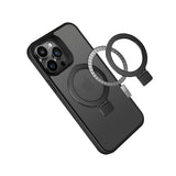 For Apple iPhone 14 PRO MAX 6.7" Skin Touch Feel HQ [Magnetic Circle] Kickstand Hybrid - Black
