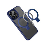 For Apple iPhone 14 PRO MAX 6.7" Skin Touch Feel HQ [Magnetic Circle] Kickstand Hybrid - Blue