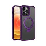 For Apple iPhone 14 PRO MAX 6.7" Skin Touch Feel HQ [Magnetic Circle] Kickstand Hybrid - Purple