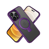 For Apple iPhone 14 PRO MAX 6.7" Skin Touch Feel HQ [Magnetic Circle] Kickstand Hybrid - Purple