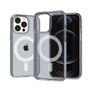 For iP15 Pro Max Sturdy Ultra [Magnetic Circle] Thick 3mm Transparent Hybrid - Smoke