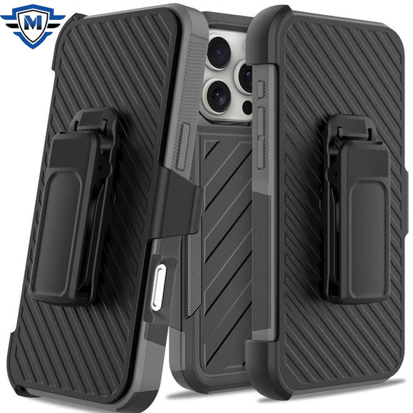 For iPhone 16 Pro Max 6.9 inch METKASE Noble lined shockproof dual layer hybrid in Slide-Out Package - Black/Grey