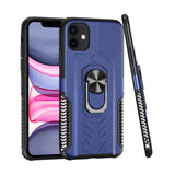 For Apple iPhone XR AQUA Strong Magnetic Ring Stand Hybrid Case Cover - Dark Blue