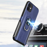 For Apple iPhone XR AQUA Strong Magnetic Ring Stand Hybrid Case Cover - Dark Blue