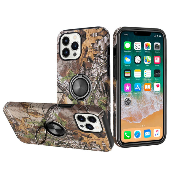 For Apple iPhone 11 (XI6.1) Sketch Design Hybrid Magnetic Ring Sand Case Cover - I