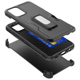 For Samsung A14 5G CARD Holster with Kickstand Clip Hybrid Case Cover - Black