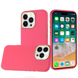 For iPhone 16 Pro Max 6.9 inch Classy Slick Chromed Around Hybrid Case Cover - Hot Pink