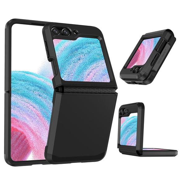 For Samsung Galaxy Z Flip 5 Effortless Plain ShockProof Hybrid Case Cover - Black