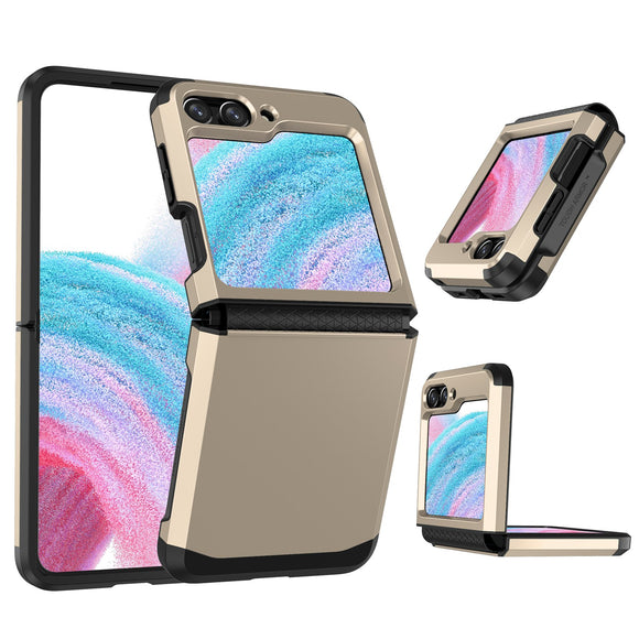 For Samsung Galaxy Z Flip 5 Effortless Plain ShockProof Hybrid Case Cover - Gold