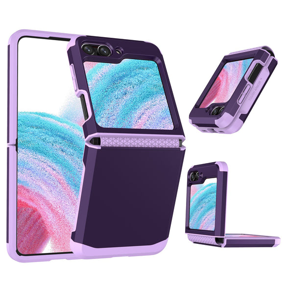For Samsung Galaxy Z Flip 5 Effortless Plain ShockProof Hybrid Case Cover - Purple