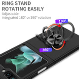 For Samsung Galaxy Z Flip 5 Chief Premium Matte Magnetic Ring Stand Hybrid Case Cover - Black