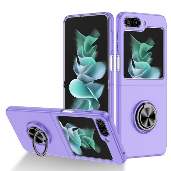 For Samsung Galaxy Z Flip 5 Chief Premium Matte Magnetic Ring Stand Hybrid Case Cover - Light Purple