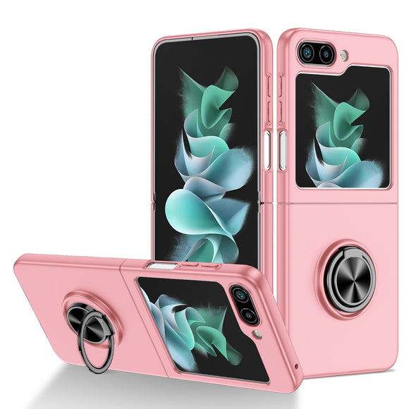 For Samsung Galaxy Z Flip 5 Chief Premium Matte Magnetic Ring Stand Hybrid Case Cover - Pink