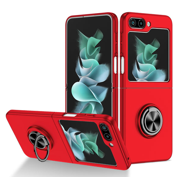 For Samsung Galaxy Z Flip 5 Chief Premium Matte Magnetic Ring Stand Hybrid Case Cover - Red