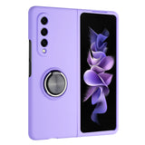 For Samsung Galaxy Z Fold3 5G Chief Premium Matte Magnetic Ring Stand Hybrid Case Cover - Light Purple