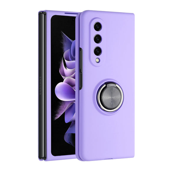 For Samsung Galaxy Z Fold 5 Chief Premium Matte Magnetic Ring Stand Hybrid Case Cover - Light Purple