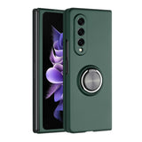 For Samsung Galaxy Z Fold3 5G Chief Premium Matte Magnetic Ring Stand Hybrid Case Cover - Green