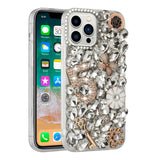 For Apple iPhone 14 6.1" Full Diamond with Ornaments Case Cover - Crystal Five Ornament Floral
