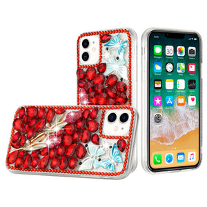 For Apple iPhone 11 (XI6.1) Full Diamond with Ornaments Case Cover - Red Exquisite Garden