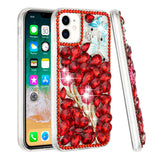 For Apple iPhone 11 (XI6.1) Full Diamond with Ornaments Case Cover - Red Exquisite Garden