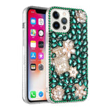 For Apple iPhone 11 (XI6.1) Full Diamond with Ornaments Case Cover - Pearl Flowers with Perfume Green