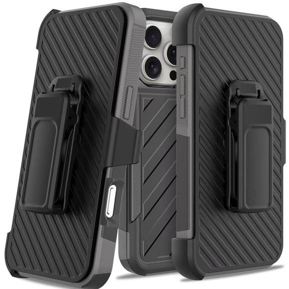 For iPhone 16 Pro 6.3 inch METKASE Noble lined shockproof dual layer hybrid in Slide-Out Package - Black/Grey