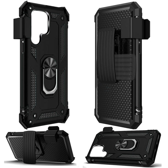 For Samsung Galaxy s24 Plus Holster Magnetic Ringstand Clip Cover Case - Black