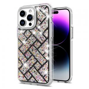 For iPhone 15 Bling Hybrid Case Cover - A