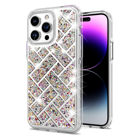For iPhone 15 Pro Bling Hybrid Case Cover - B