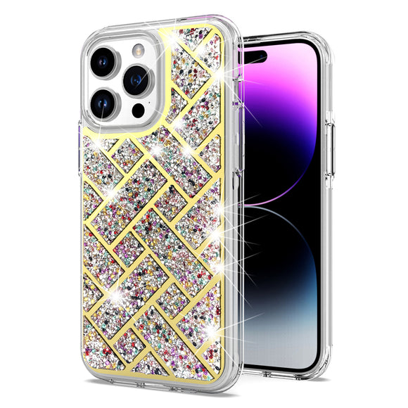 For iPhone 15 Pro Max / Ultra Bling Hybrid Case Cover - D