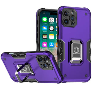 For iPhone 16 Pro Max 6.9 inch OPTIMUM Magnetic Ring Stand Hybrid Case Cover - Dark Purple