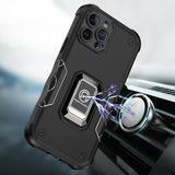 For Apple iPhone 11 (XI6.1) OPTIMUM Magnetic Ring Stand Hybrid Case Cover - Black