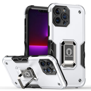 For Apple iPhone 11 (XI6.1) OPTIMUM Magnetic Ring Stand Hybrid Case Cover - Silver