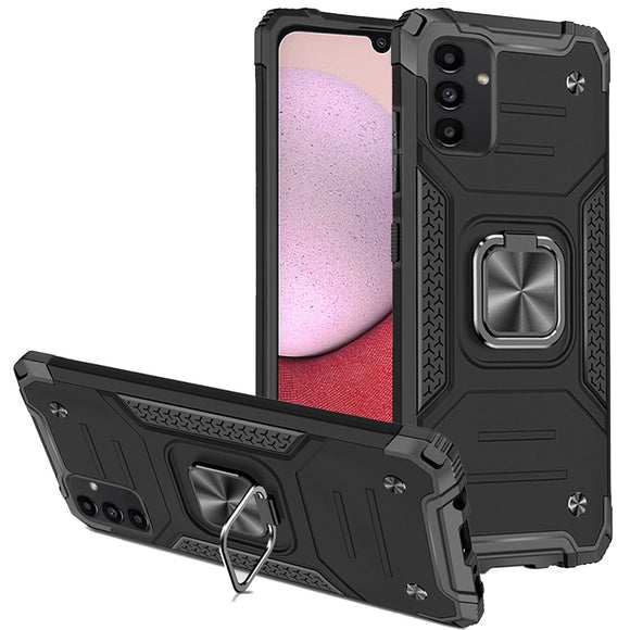 For Samsung A14 5G Robust Magnetic Kickstand Hybrid Case Cover - Black