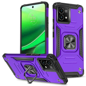 For Motorola G Stylus 5G (MultiCarrier 6.6" 16MP Camera) 2023 Robust Magnetic Kickstand Hybrid Case Cover - Dark Purple