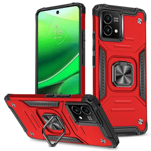 For Motorola G Stylus 5G (MultiCarrier 6.6" 16MP Camera) 2023 Robust Magnetic Kickstand Hybrid Case Cover - Red