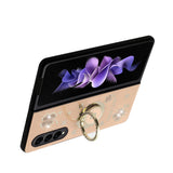 For Samsung Galaxy Z Fold3 5G SPLENDID Diamond Glitter Ornaments Engraving Case Cover - Good Luck Floral Gold