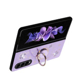 For Samsung Galaxy Z Fold3 5G SPLENDID Diamond Glitter Ornaments Engraving Case Cover - Good Luck Floral Purple