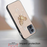 For Motorola G Stylus 5G (MultiCarrier 6.6" 16MP Camera) 2023 SPLENDID Diamond Glitter Ornaments Engraving Case Cover - Garden Butterflies Gold