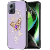 For Motorola G Stylus 5G (MultiCarrier 6.6" 16MP Camera) 2023 SPLENDID Diamond Glitter Ornaments Engraving Case Cover - Garden Butterflies Purple