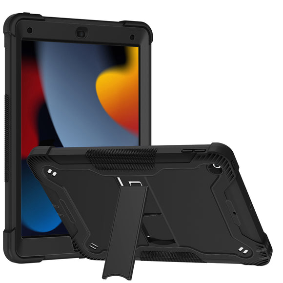 For Apple iPad 9th Gen 10.2 inch (2021) Tough Tablet Strong Kickstand Hybrid Case Cover - Black