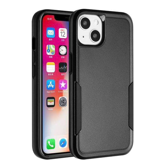 For Apple iPhone 11 (XI6.1) Tough Strong Dual Layer Flat Hybrid Case Cover - Black
