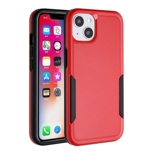 For Apple iPhone 11 (XI6.1) Tough Strong Dual Layer Flat Hybrid Case Cover - Red