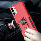 For Samsung A13 5G, A04E, A04s Tough Strong Dual Layer Flat Magnetic Ring Stand Case Cover - Red
